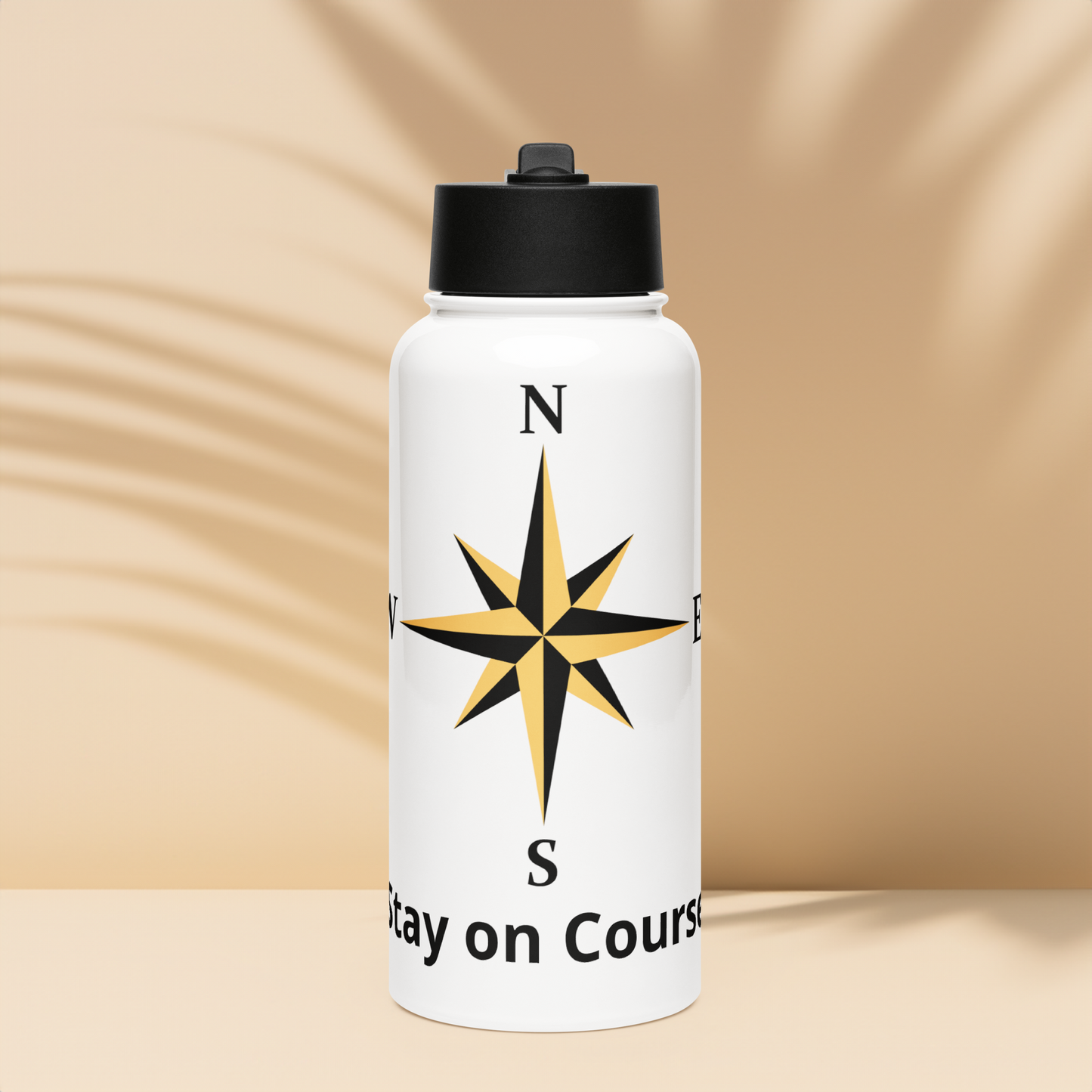 Stay on Course – Stainless steel drinking bottle with straw (950 ml) | FlexyMerch