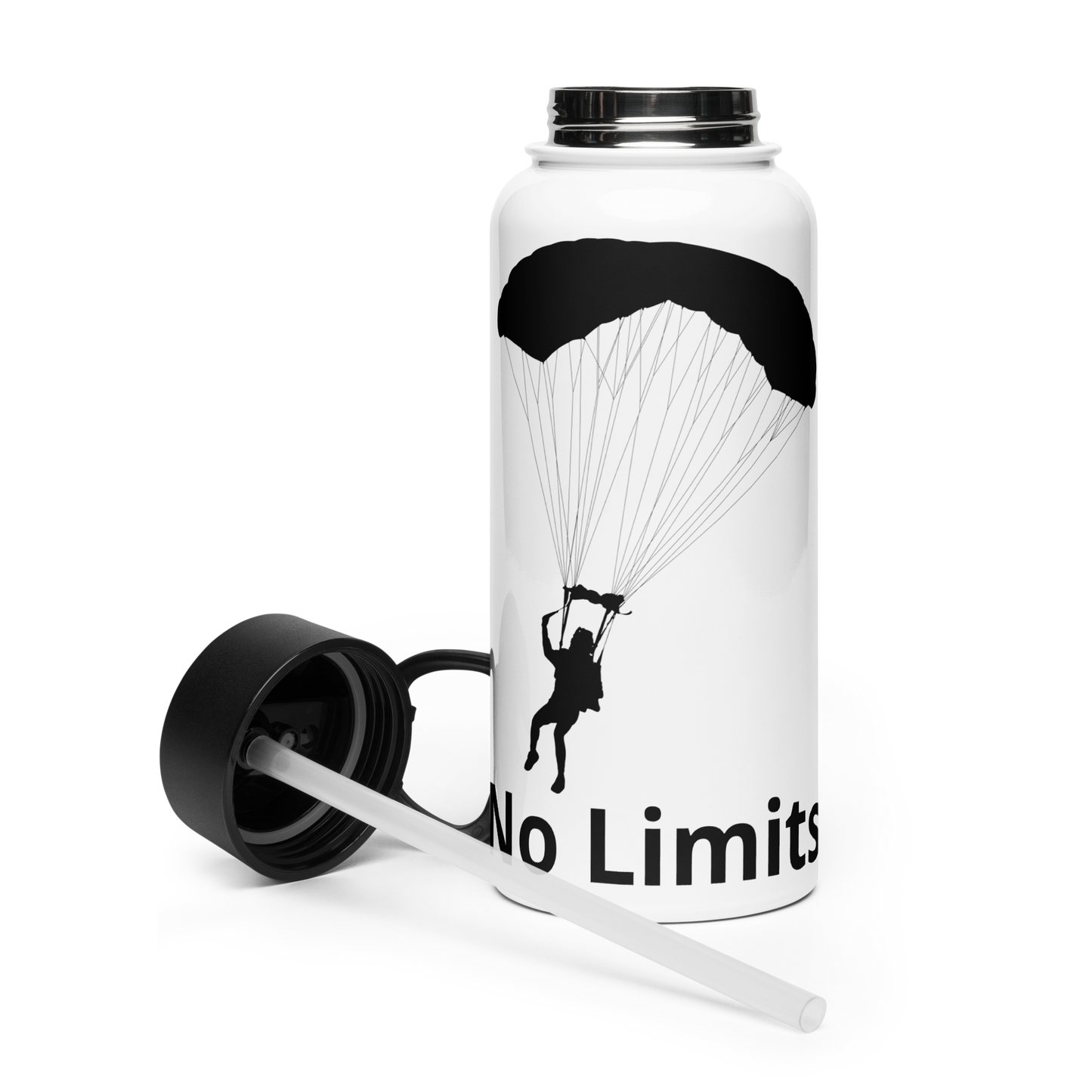 No Limits – Edelstahl-Trinkflasche mit Strohhalm (950 ml) | FlexyMerch