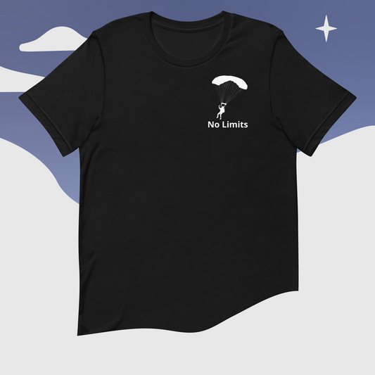 Minimalist Skydiver T-Shirt – No Limits | FlexyMerch