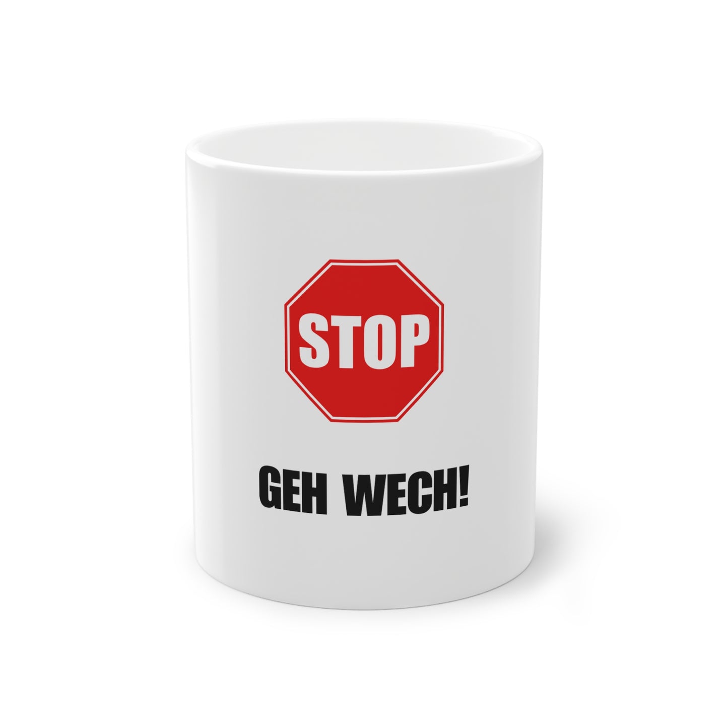 Lustige Tasse „Geh wech“ – Witziges Design für den Alltag – Seißer Hintergrund