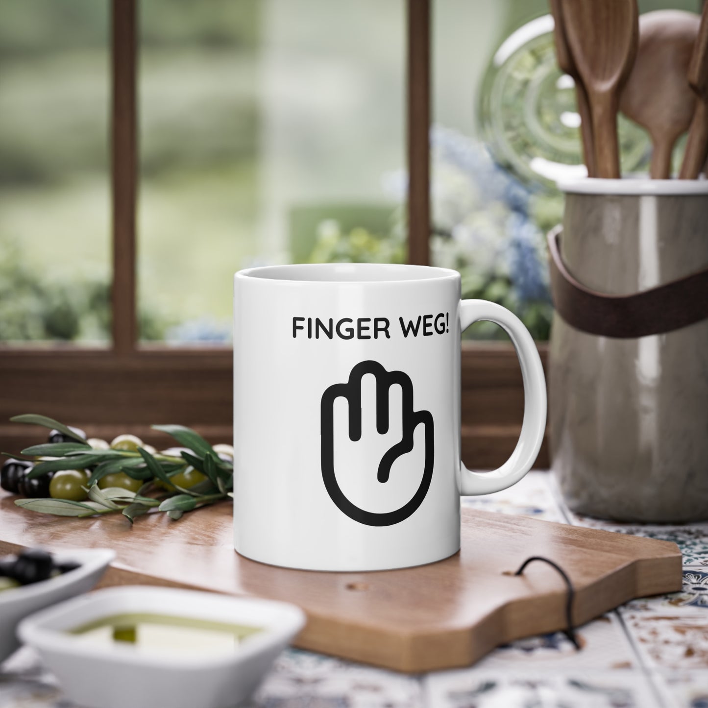 Lustige Tasse „Finger weg!“ – Perfekt für Kaffeeliebhaber mit klaren Ansagen