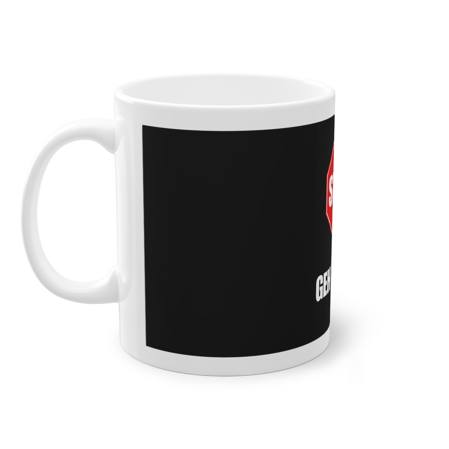 Funny mug “Geh wech” – Funny design for everyday use – Black background