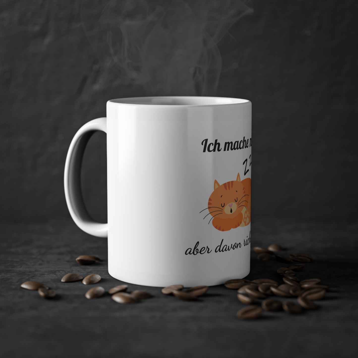 Lustige Tasse – Ich mache nichts, aber davon richtig viel – Katze – Weißer Hintergrund